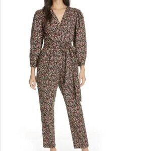 La Vie Rebecca Taylor black V-neck floral jumpsuit size XL